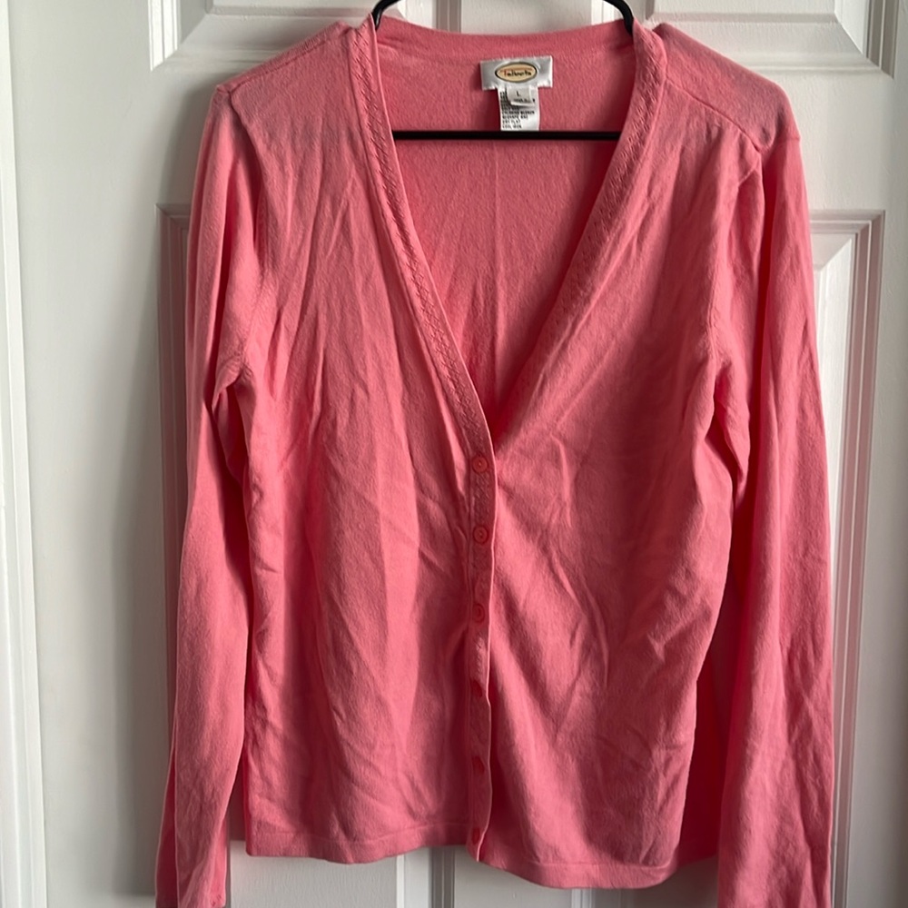 Talbots Light Pink Cardigan Sweater with Detailing, Women Large